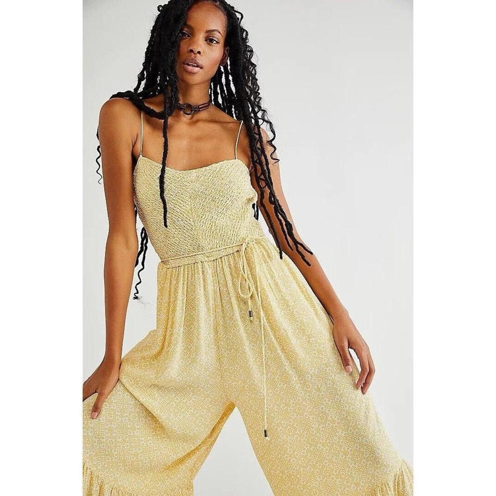 Free People Little of Your Love Jumpsuit Yellow Size Small